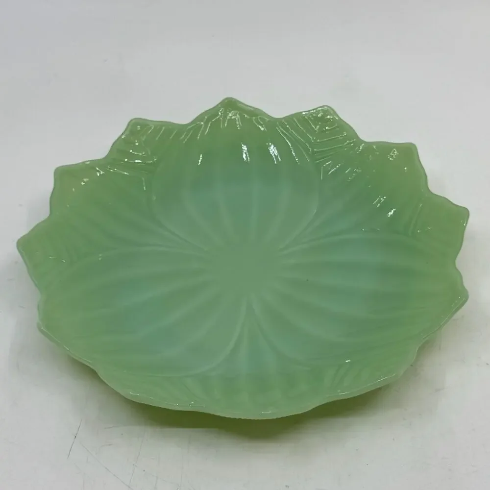 Copied - Vintage FIRE KING Milk Glass Jadeite Lotus Plate